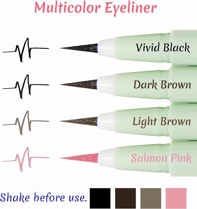 Merrymonde Super Twim Long Lasting Eyeliner - Vegan Easy Ultra-Fine Felt Tip Pen Liquid, Korean, Kbeauty Waterproof Mechanical Multicolor Eye Liner Makeup (04 Salmon Pink)
