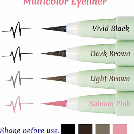 Merrymonde Super Twim Long Lasting Eyeliner - Vegan Easy Ultra-Fine Felt Tip Pen Liquid, Korean, Kbeauty Waterproof Mechanical Multicolor Eye Liner Makeup (03 Light Brown)