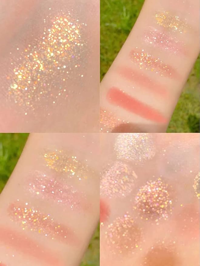 Kayswang 9 colors glitter eyeshadow palette makeup palette matte high pigment color cream texture natural eye shadow powder eye shadow palette in autumn and winter long lasting waterproof (pink brown)