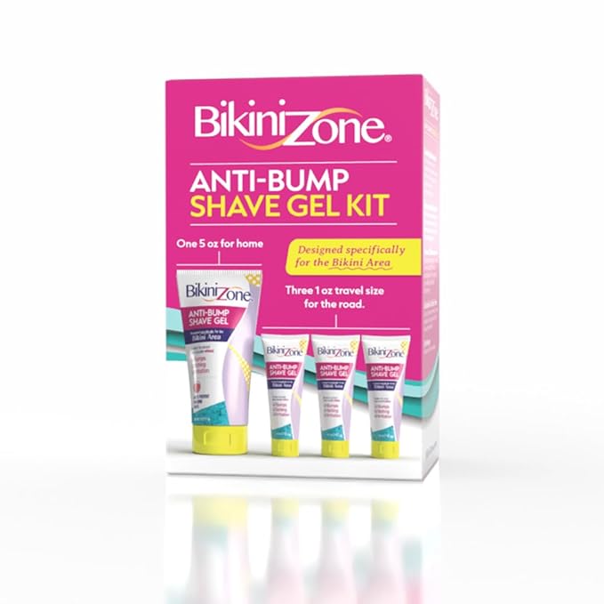 Bikini Zone Soothing Shave Gel Combo Set, 5 Oz Full Size and 3 Travel 1 Oz Minis