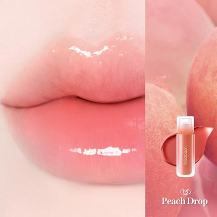 MILKTOUCH Dew Stain Sheer Lip Gloss Stocking Stuffers, Christmas Gifts (05 Peach Drop, 0.14 Fl Oz (Pack of 1))