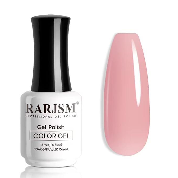 RARJSM Nude Gel Polish Sheer Rose Pink Gel Nail Polish Clear Pink French Manicure Nude Pink Jelly Nail GelPolish Varnish Curing Requires 1pcs 15ml LED UV Gel Soak Off for Home Salon Nail Art DIY
