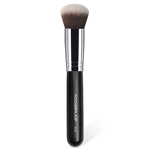 Foundation Brush, Round Top Kabuki Foundation Brush and Professional Grade Makeup Brush for Liquid Blending Mineral Powder Bufting Stippling Makeup Tools, Black