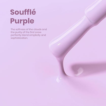 Beetles Purple Gel Nail Polish - Souffle Purple Gel Polish 15ML/0.51Fl Oz, Same Color Same Bottle, Soak Off UV LED Lamp Pastel Nail Art, Long-Lasting Manicure Salon DIY Home Spring Nails