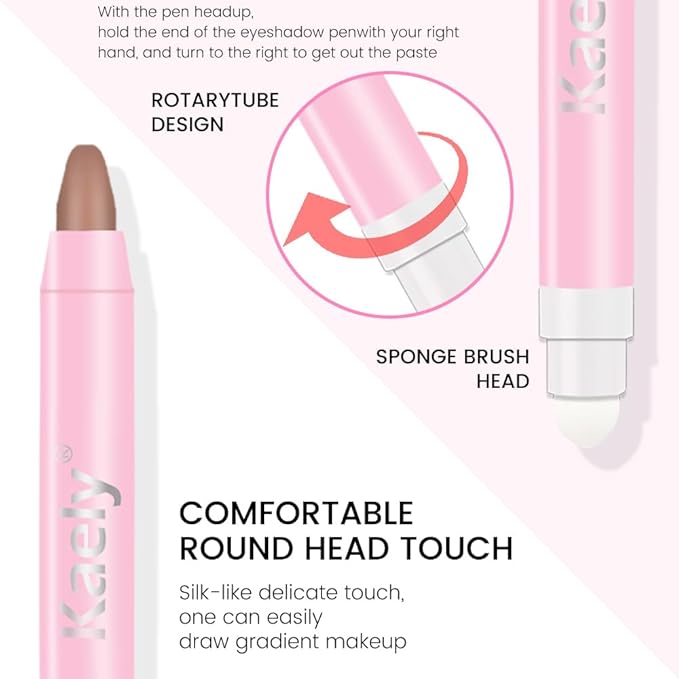 Kaely 2in1 Cream Eye Shadow Brightener Sticks for Eyes, Pencil Eyeshadow Applicator Stick Waterproof Pigmented, Eye Shadow Palette Highlighter Makeup, sombras para ojos, 29 Ginger Matte