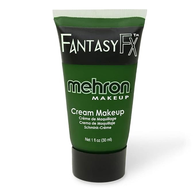 Mehron Makeup Fantasy FX Cream Makeup | Water Based | Halloween | Green Face Paint & Body Paint For Adults 1 fl oz (30ml) (GREEN)