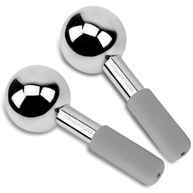Ice Globes for Facials | Unbreakable Steel Cooling Roller | Cryo Sticks for Face | Massager for Face Neck & Eyes | Skin Care for Dark Circles, Puffiness, Wrinkles, Collagen Production (Gray)