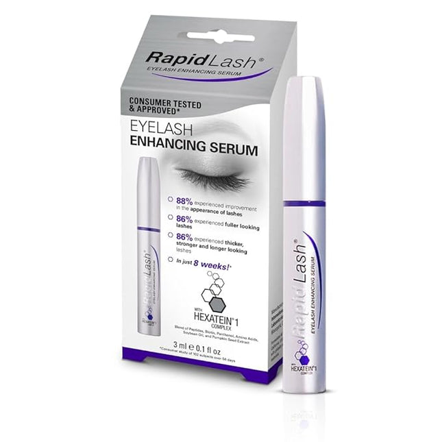 RapidLash Eyelash Enhancing Serum with HEXATEIN 1 Complex – Lash Serum for Eyelashes Conditioning & Hydrating – Longer-Looking, Fuller and Thicker Appearing Lashes – 3 mL / 0.1 fl oz