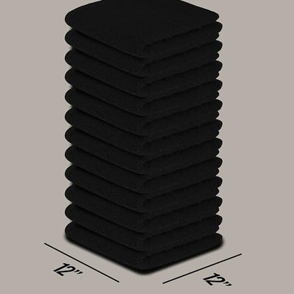 Softolle 100% Cotton Washcloths 24 Pack (12x12 Inches) Soft, Highly Absorbent Washcloth, Face Towels, Wash Cloths for Face, Ring Spun, Bulk Pack (Black/White)