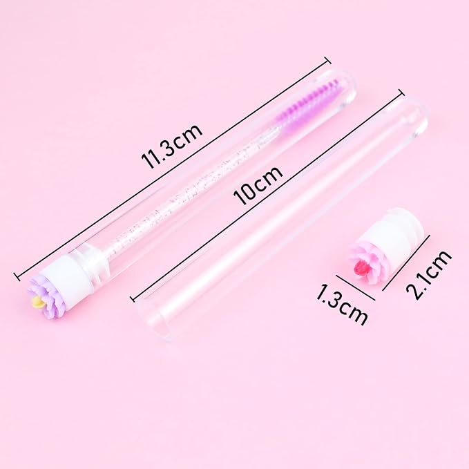 20 pcs Mascara Wands Tube Set Reusable Lash Spoolies Flower Tube Eyelash Brush Tubes Spoolies Lash Extension Brushes Applicators Makeup Tools (cherry blossom-MlX)