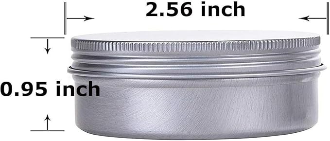 Silver 2 Ounce Aluminum Tin Jar Refillable Containers 60ml Aluminum Screw Lid Round Tin Container Bottle for Cosmetic,Lip Balm, Cream, 30 Pcs