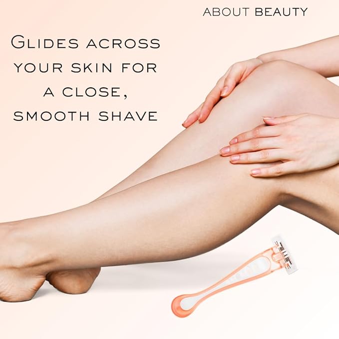 About Face Body Spa Shave 3-Blade Sensitive Disposable Razors With Coconut Oil Lube Strip, 4 Count