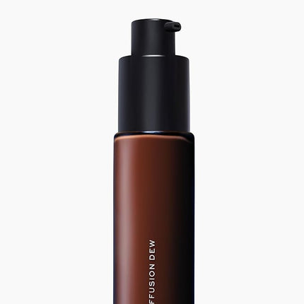 MAKE Beauty Diffusion Dew Skin Tint. Sheer to Medium Coverage Radiant Finish. Blurring, Smoothing, and Brightening for Glowing Complexion. Enhanced with Niacinamide and Adenosine. Espresso 20