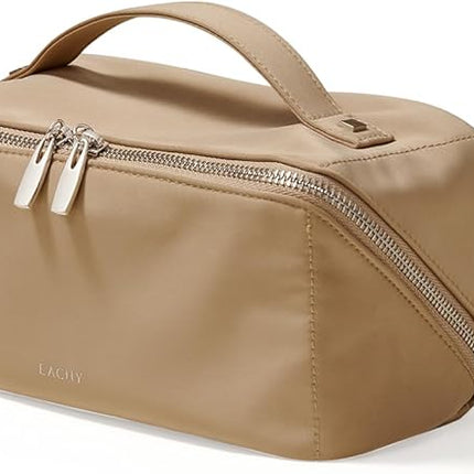 EACHY Travel Makeup Bag,Large Capacity Cosmetic Bags for Women,Waterproof Portable Pouch Open Flat Toiletry Bag Pattern Makeup Bag