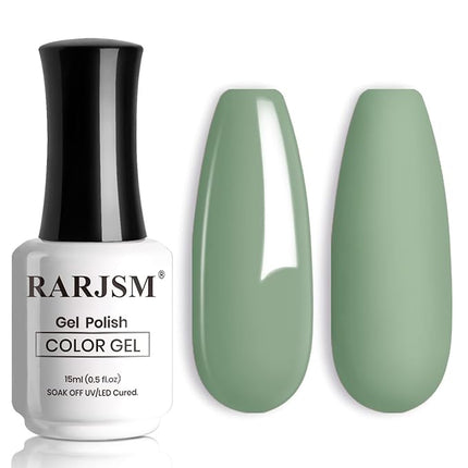 RARJSM Sage Green Gel Nail Polish Sage Gray Gel Nail Polish 1PCS 15ML Green High Pigment GelPolish Soak off UV LED Curing Required Nail Art French Manicure Salon DIY at Home