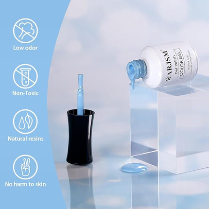 RARJSM Light Blue Gel Nail Polish Pastel GelNailPolish 1PCS 15ML Sky Blue GelPolish Spring Summer Gel Polish Soak off U V Curing Required Nail Art Starter Salon DIY at Home