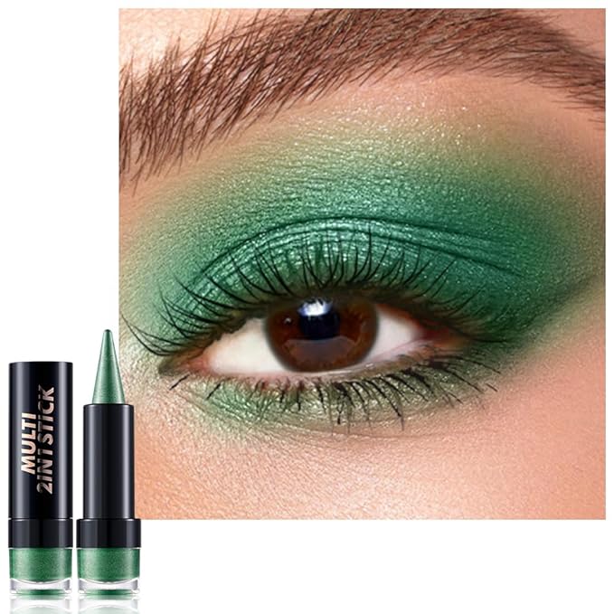 AMY'S DIARY Shimmer Green Gel Eyeliner Pencil,Waterproof Smudge Proof Eye Liner Pen,Eye Face Paint Lipstick Crayon,Color Colorful Eyeliner Eyeshadow Stick (emerald charm)