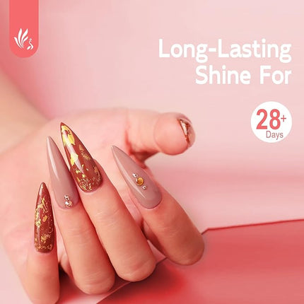 Lavender Violets 15ml Gel Polish No Wipe Top Coat - Clear Color Top Coat Gel Nail Polish Shine Finish and Long Lasting, Soak Off Nail Lamp, Gift for Girls A102