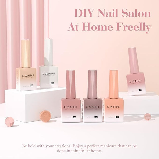 CANNI Jelly Gel Nail Polish Set – 6 Sheer Colors (Milky White, Light Pink, Nude Peach), 9ML Each, Transparent Soak Off UV LED HEMA-Free Manicure Gel for Women