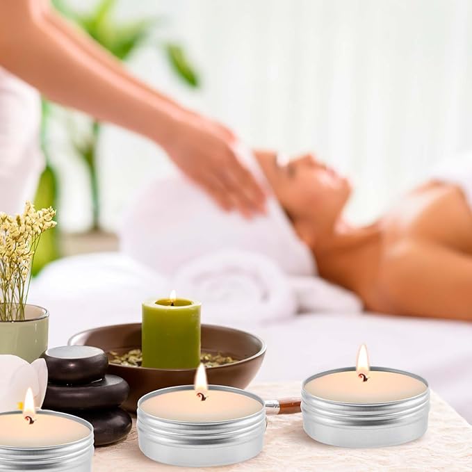 TUZAZO 24Pack 1 Oz Aluminum Tin Cans with Screw Lid and Labels, Refillable Travel Sized Cosmetic Containers Small Tins for Salves, Lotion Bars, Beard Balms, Candles