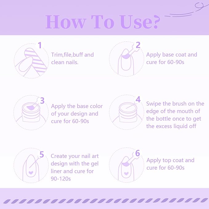 JODSONE Gel Polish Nail Art Gel Liner Set 20 Colors Red Pink Blue Purple with Thin Brush Need U V Lamp Cured Gift for Girls at Home Salon Design