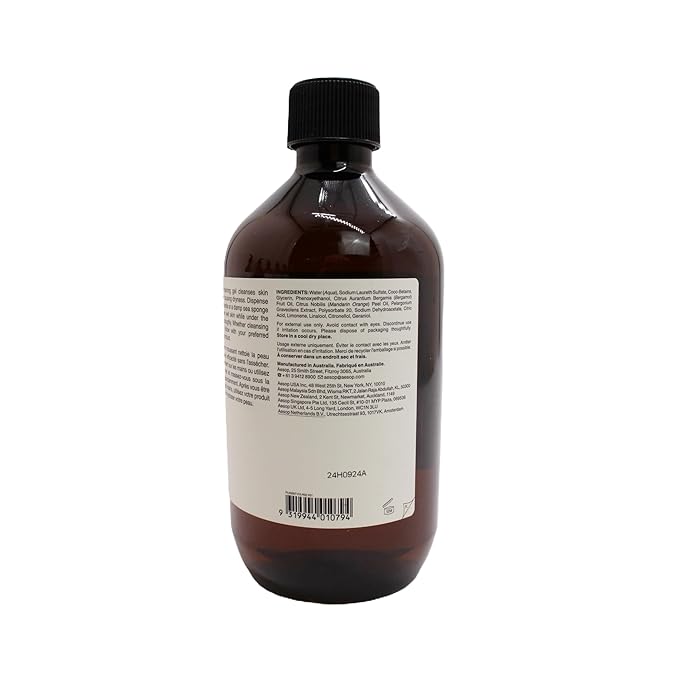 Aesop Geranium Leaf Body Cleanser Refill | Invigorating Gentle Cleansing Gel | Green, Citrus, Fresh | 16.9 fl oz