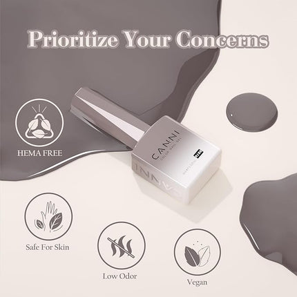 CANNI Jelly Gel Nail Polish Set – 6 Colors (Milky White, Nude, Grey), 9ML Sheer Translucent Neutral Gel Polish, Soak Off UV LED, High Gloss Salon Manicure for Women