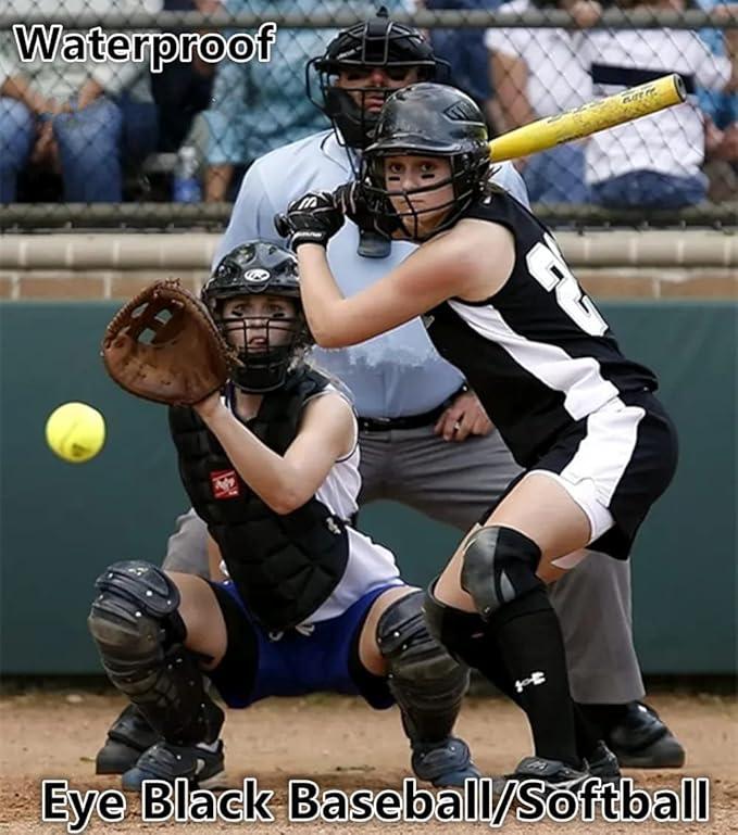 Go Ho 3 PCS Red Black and Blue Cream-Blendable Stick - 3 Colors Eye Black Face Paint for Softball/Baseball,Safe Facepaint Nose&Lip Smacking for Halloween SFX Makeup