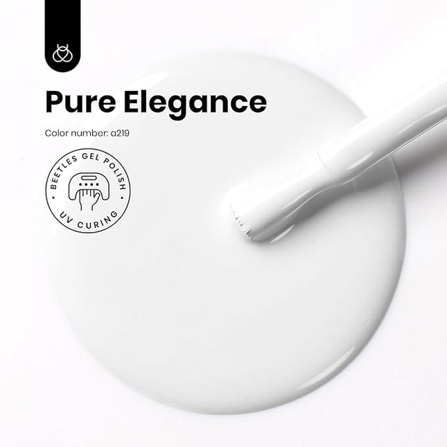 Beetles White Gel Nail Polish Color Gel Polish Soak Off UV LED Nail Lamp Home Salon DIY Design Art Manicure Gifts for Women 1Pcs 0.51Oz Colorful Bottle Pure Elegance