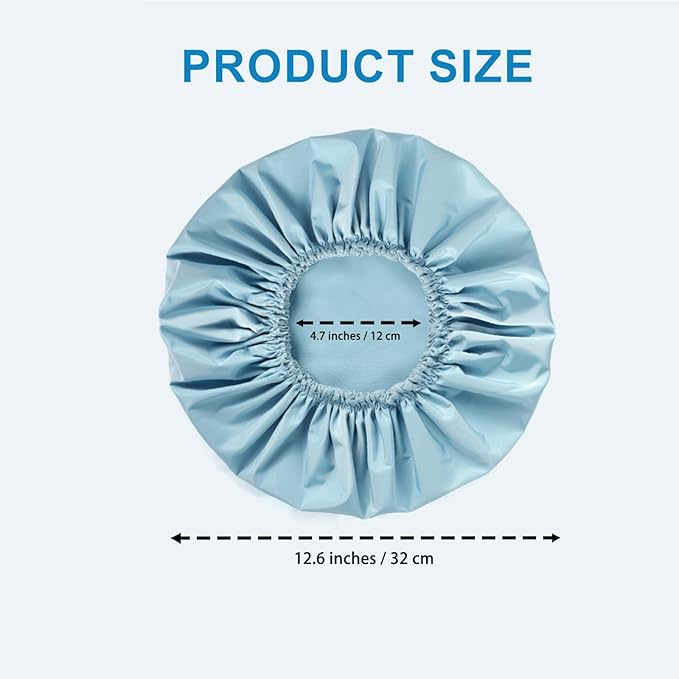 Shower Cap for Women, Double Layer Waterproof Bath Cap, Reusable Hair Protector, Large Waterproof Shower Bonnet Washable Elastic Band Bath Hair Hat for Long Hair, Braids， - Blue