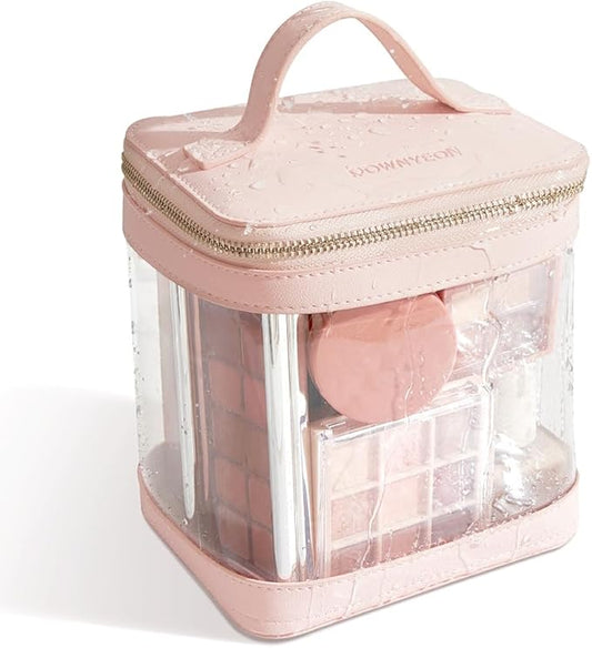 ROWNYEON Clear Makeup Case Toiletry Bag Multipurpose Travel Makeup Train Case Portable Cosmetic Organizer Transparent Storage Bag