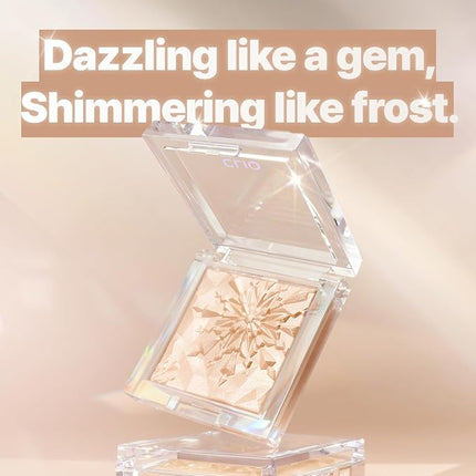 CLIO Prism Highlighter makeup, High Glossy Face Illuminator, Pearl Shimmer Smooth Baked Powder, Glitter Long- Lasting (6 Colors) (03 Frozen Crystal, One Size)