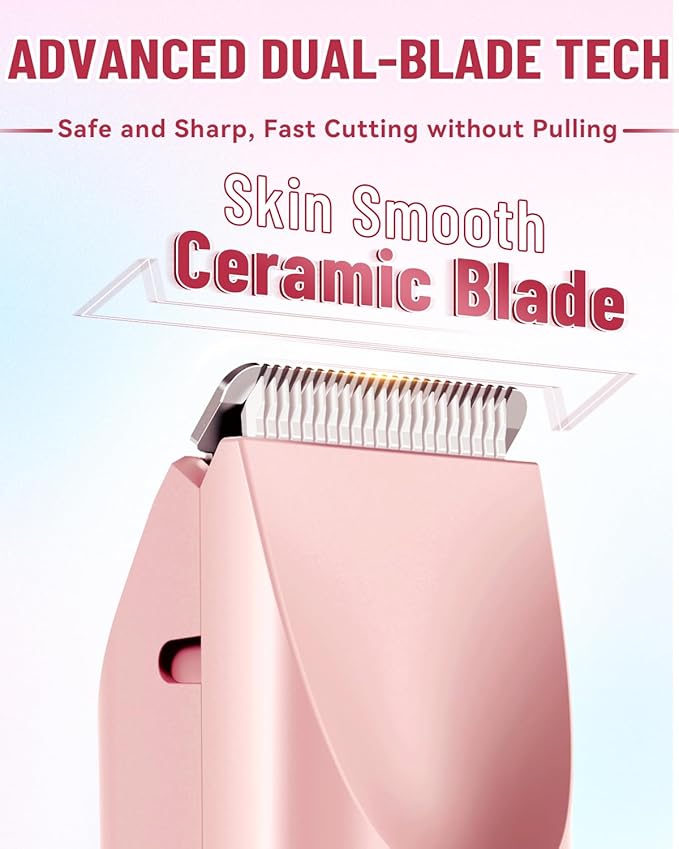 Dermawave Bikini Shaver 2.0, Electric Bikini Trimmer for Women Pubic Hair, 2 in 1 Dual Head Body Hair Electric Razor, Waterproof, Wet/Dry