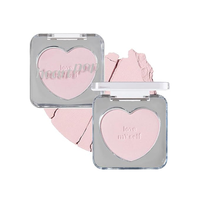 ETUDE Heart Pop Blush, Frosty Pink Cheek Color, Natural Glow & Glossy Finish, Lightweight Formula, Compact 0.2 oz – Frosty Petal