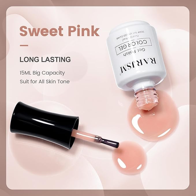 RARJSM Nude Gel Nail Polish Sweet Pink Neutral Skin Tone Sheer Jelly Gel Polish 1PC 15ml Single Bottle Creamy Transparent Blush Pink Nail GelPolish Soak off UV LED Cured for Home Salon DIY Manicure