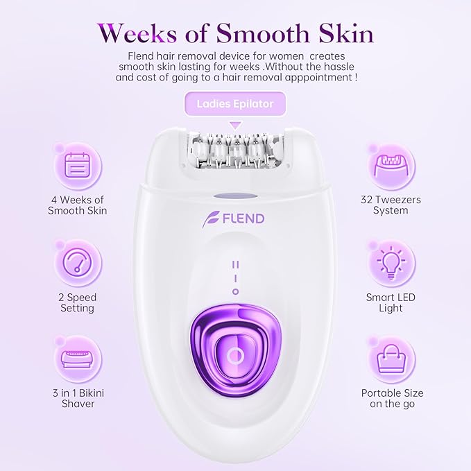 Epilator,Epilators Hair Removal for Women, 2 in 1 Hair Removal Device with LED Light & USB Rechargeable, Electric Shaver for Legs,Underarms,Bikini and Full Body