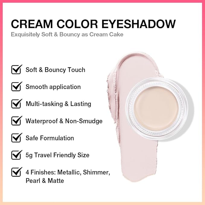 Kaely Single Cream Eyeshadow Pot, Bright Nude Matte Eye Shadow for Older Women High Pigmented Waterproof, Natural Eyeshadow Palette Makeup Brightener, sombras en crema para ojos, Blendable, R01
