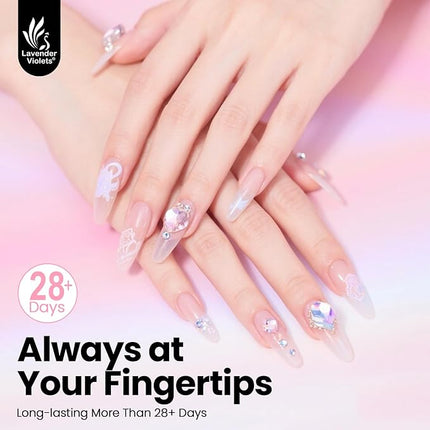 Lavender Violets 15ml Builder Base Coat, Upgraded Formula Long-Lasting 5-in-One Strengthener Thickening Extension Rhinestone Glue Gel Polish for DIY Home Nail Salon Gifts for Women A104
