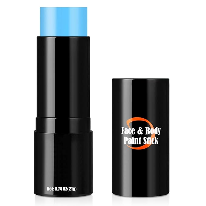 Cream-Blendable Light Blue Face Paint Stick, Portable Eye Black Stick for Sports, Full-coverage Cream Face Paint for Halloween Cosplay SFX Corpse Bride Sally Makeup Costume Parties