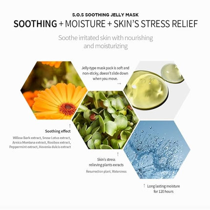 I'M SORRY FOR MY SKIN Jelly Face Mask Korean Skin Care, Hydrating & Calming after Sun Exposed, Self Care Items for Soothing and Sensitive Types, Gifts for Women, Pack of 10 (Cooling SOS Soothing Mask)