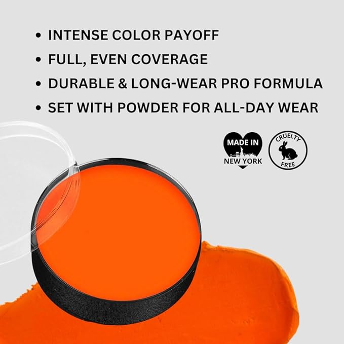 Mehron Makeup Color Cups | Stage, Foundation, Face Paint, Body Paint, Halloween | Greasepaint .5 oz (14 g) (Orange)