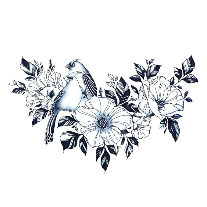 Large Temporary Tattoos Women Temporary Neck Tattoos Temporary Realistic Flower Chest Tattoo for Adults (Temporary Tattoos Sticker 3)