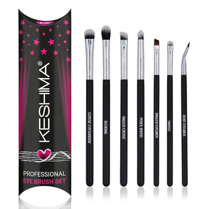 KESHIMA Professional Eye Makeup Brushes Set with Eyeshadow & Blending Brush, Smudge, Angled Crease, Pencil, Angled Eyeliner and Bent Eyeliner