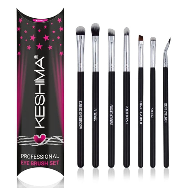 KESHIMA Professional Eye Makeup Brushes Set with Eyeshadow & Blending Brush, Smudge, Angled Crease, Pencil, Angled Eyeliner and Bent Eyeliner