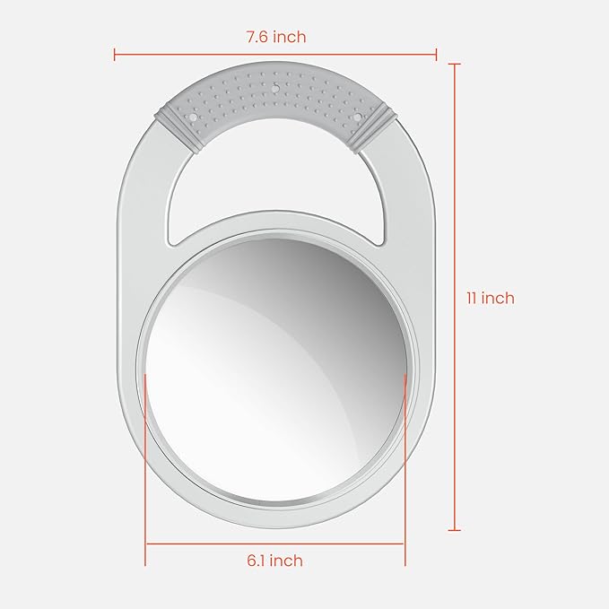 TASALON Unbreakable Hand Mirror, Hand Mirrors with Handle, Salon Barber for Hair, Anti-Slip Hand Held with Rubber Grip for Travel, Makeup, Shaving, Shower, Camping - Silver