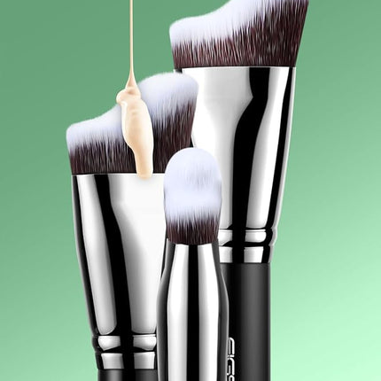 EIGSHOW Foundation Brush with Wave Shaped Head for Liquid, Cream, Powder Blending Cheekbones Jawline, Large Premium Dense Synthetic Bristles (F659)