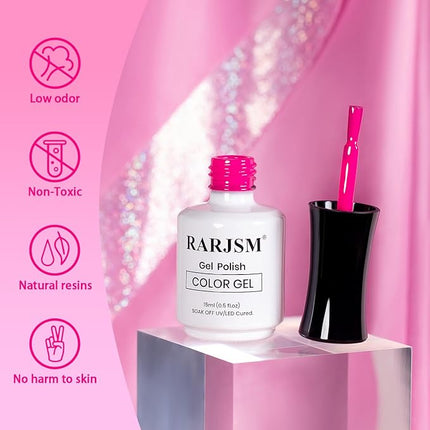 RARJSM Hot Pink Gel Nail Polish Neon Pink Gel Polish BrightPink GelNailPolish 1PCS 15ML Long Lasting Gel Polish Soak off U V Curing Required Nail Art Varnish Salon DIY at Home