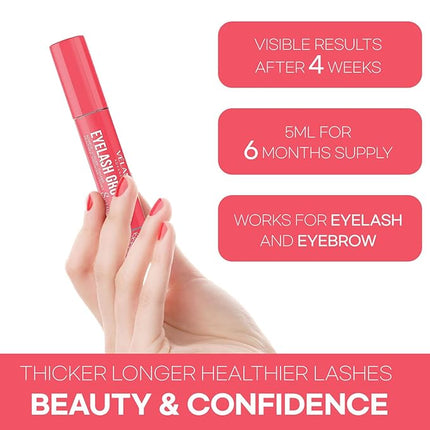 Natural Vine Eyelash Growth Serum: Lash Enhancing Serum with Advanced Formula to Boost Longer Fuller and Thicker Looking Lashes - Vegan & Cruelty-Free for Sensitive Eyes 5mL 6 Months Supply