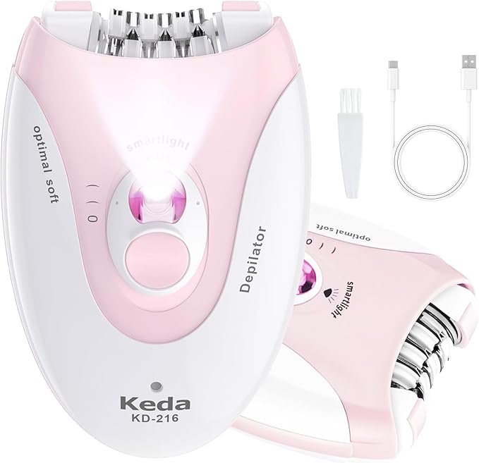 Smooth Glide Epilator for Women, Epilators Hair Removal for Face, Epilators with LED Light, 2 Speed Hair Removal Device, Pluxy Facial Hair Removal for Armpit, Arm, Leg, Bikini, Face, Body