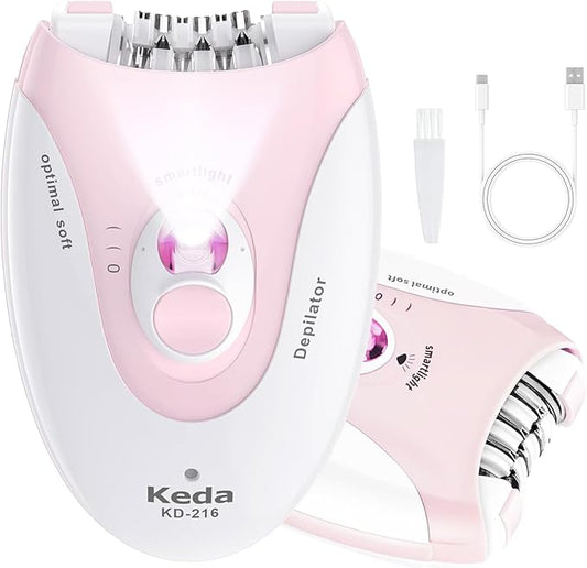 Smooth Glide Epilator for Women, Epilators Hair Removal for Face, Epilators with LED Light, 2 Speed Hair Removal Device, Pluxy Facial Hair Removal for Armpit, Arm, Leg, Bikini, Face, Body